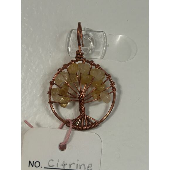 Handmade Copper and Serpentine Crystal Tree of life 3.5x2” Wall Decor - Picture 1 of 5
